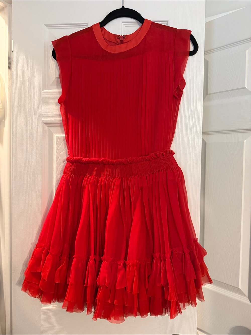 Red Mini Dress with Ruffle Hem